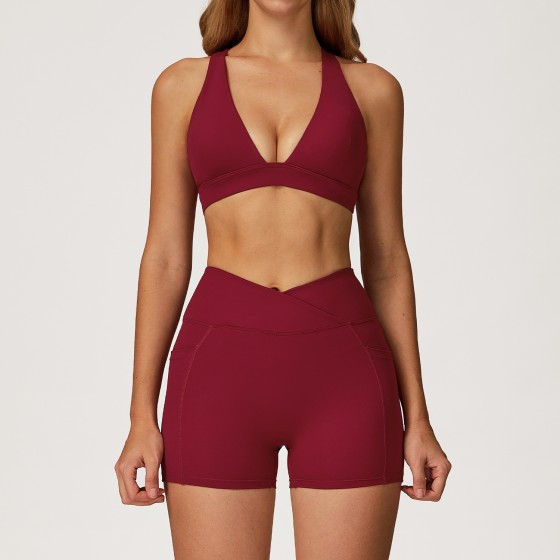 Women's Yoga Set Fitness Sports Bra + Shorts EWX2044